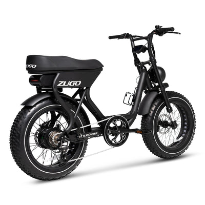 Rhino Step Thru Bike - Matte Black Backview - ZuGo Bike